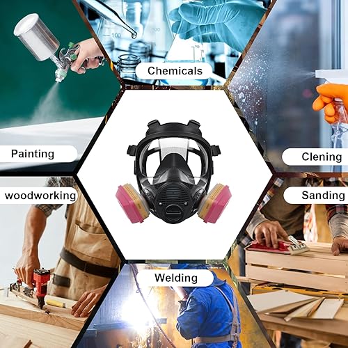 Miniatura 6 de Máscara respiradora de vapor orgánico nuclear y químico de supervivencia con filtros Filtración avanzada de 1.575 in, cartucho 60926 para partículas