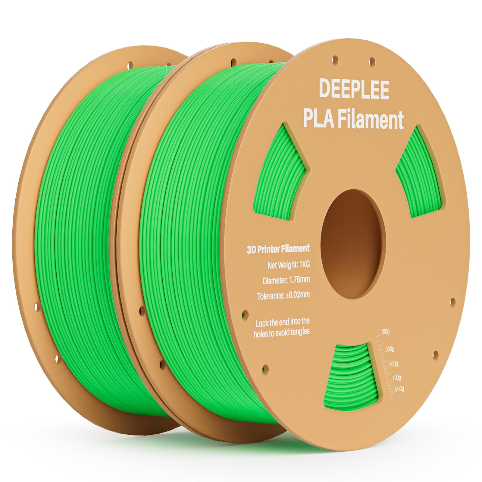PLA 1.75mm 3D Printer Filament, 2 Pack 1kg Neon Green | Dimensional Accuracy +/- 0.02mm, Neatly Wound, No Clogging, Vacuum Package, Fits for Most FDM 3D Printers, Cardboard Spool