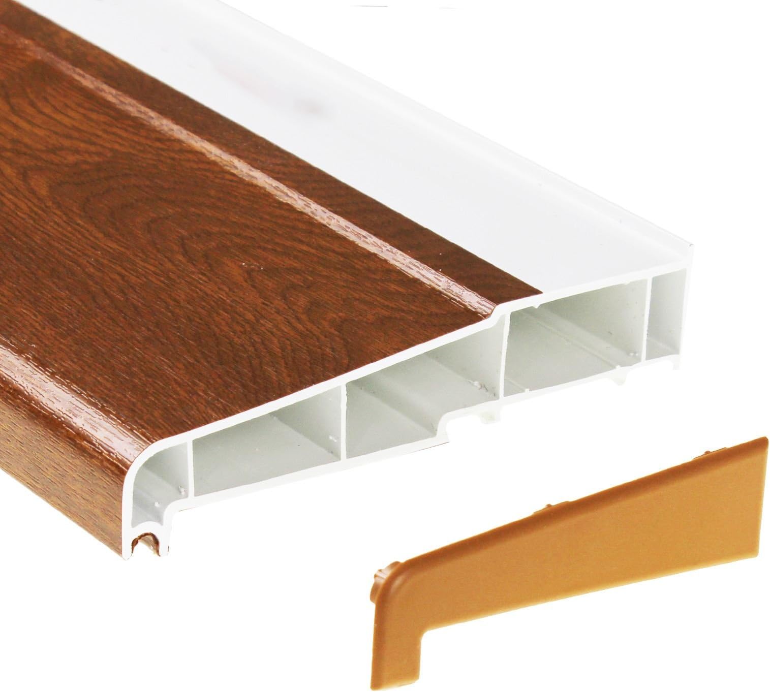 150mm Window Sill uPVC Plastic External Door Cill (with End Caps) - Golden Oak, 2m
