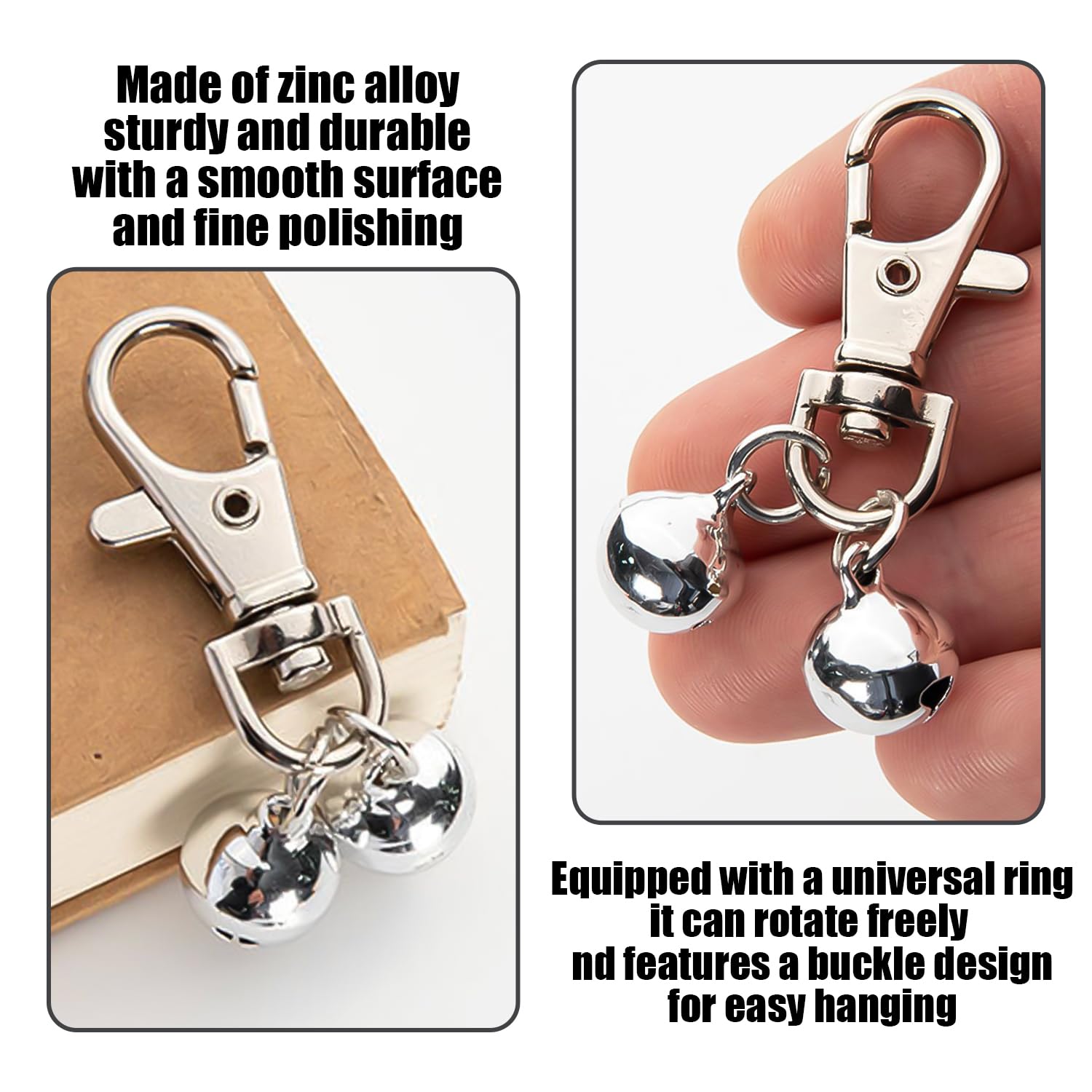 4 Stück Glockenhaken, Metall-Führeranhänger, DIY-Schmuckzubehör, Diebstahl- Und Taschendiebstahlalarmglocken, Haustierhalsbandglocken