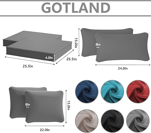 Miniatura 2 de Gotland Fundas de repuesto para cojines de patio, fundas de cojín para exteriores, funda impermeable para asiento de silla para sofá, muebles,