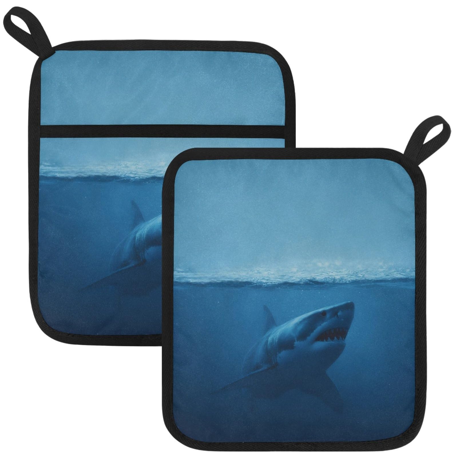 VAPOKF Underwater Shark Pot Holder, Heat Resistant Oven Cloths, Potholders & Oven Gloves, for Kitchen Cooking & Baking, Thick & Safe, Protection of Hands From Hot Utensils