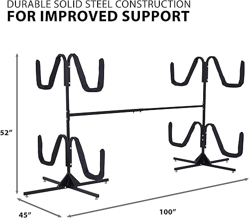 Miniatura 4 de RaxGo - Estante de almacenamiento para kayak, soporte resistente independiente para kayak, SUP, canoa y tabla de remo para interiores, exteriores,