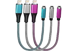 3 Pack iPhone Jack Converter Braided Audio Aux Earbuds Splitter