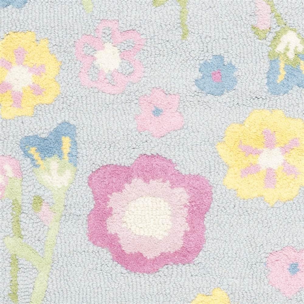 Handmade Blue Floral Kids Wool Area Rug 2' x 3'