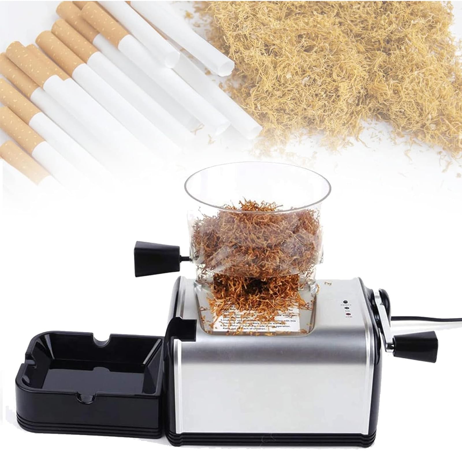 NGARY Riempitrice Automatica di Sigarette, Rullo per Iniettore di Tabacco Fai da Te con Luce LED per Indicare E Vassoio Rimovibile, per Tubo da 8 Mm di Diametro