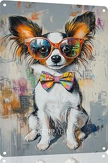 Funny Metal Sign Papillon Dog Tin Sign Retro Decoration Home Bathroom Kitchen Bar Cafe Club Cave Wall Decor Vintage Tin Sign 12x8 Inch(5535)