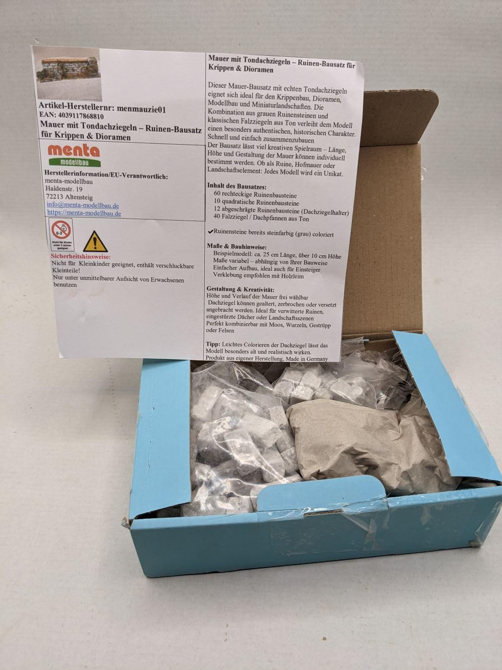 menta-modellbau Mauer mit Tondachziegel (Bausatz)
