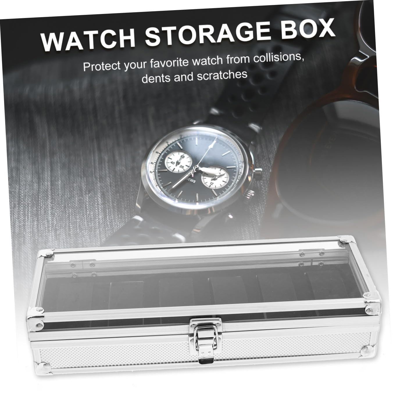 1pezzi Scatola per Orologi in Alluminio Custodia per Riporre Orologi e Gioielli Espositore Finestra Argento Protezione da Graffi e Polvere
