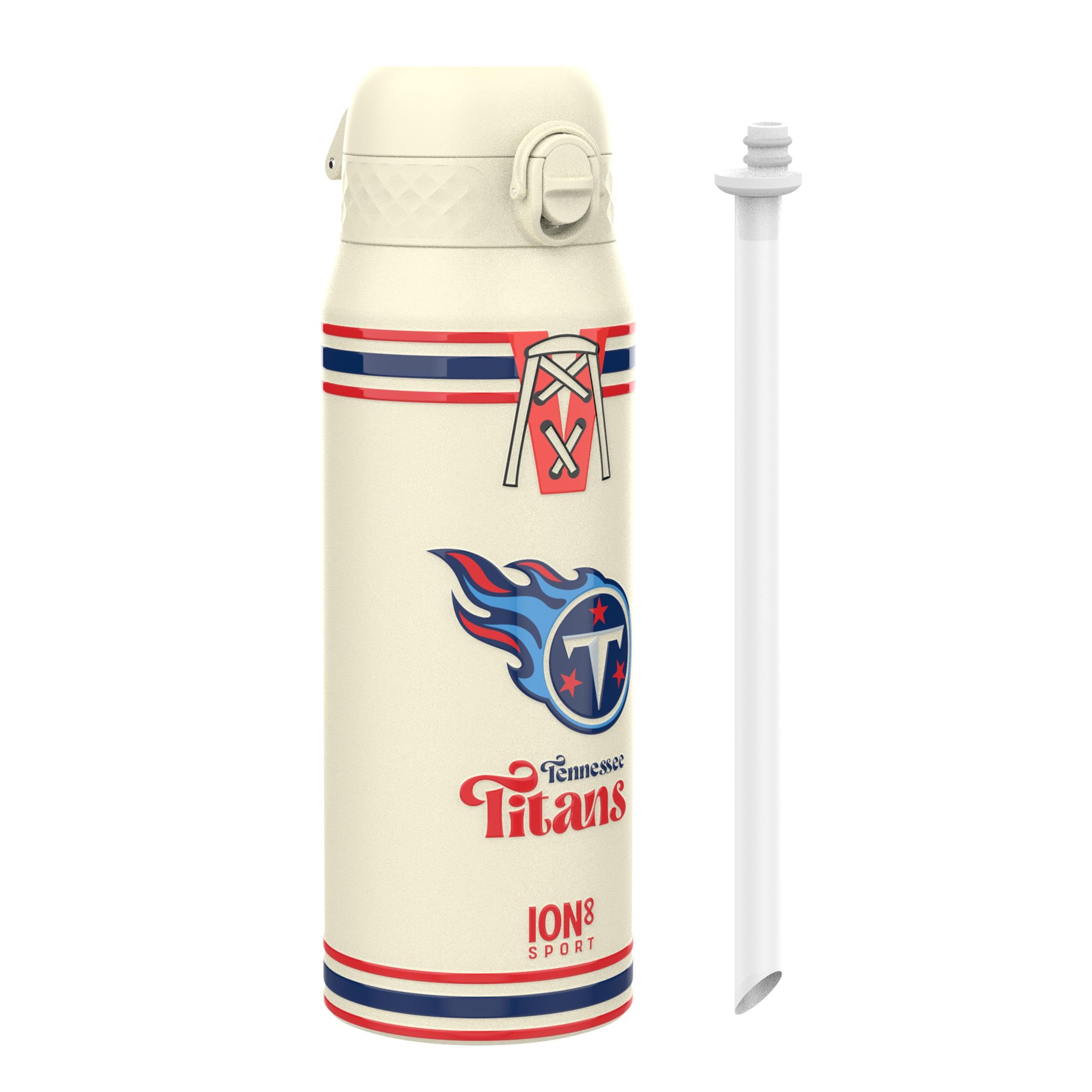 ion8 NFL Arizona Cardinals Trinkflasche Mit Herausnehmbarem Strohhalm, 750ml/24oz, Auslaufsichere Isolierflasche, Leicht Zu Öffnen, Sicherer Verschluss, Spülmaschinenfest, Klappdeckel, Metallflasche