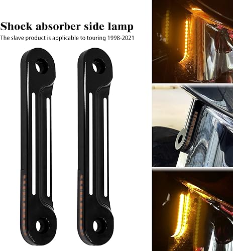 Miniatura 10 de HDBUBALUS Motocicleta frente al ras horquilla intermitentes Soportes amortiguador LED lámpara lateral para Harley Touring Street Glide Road King