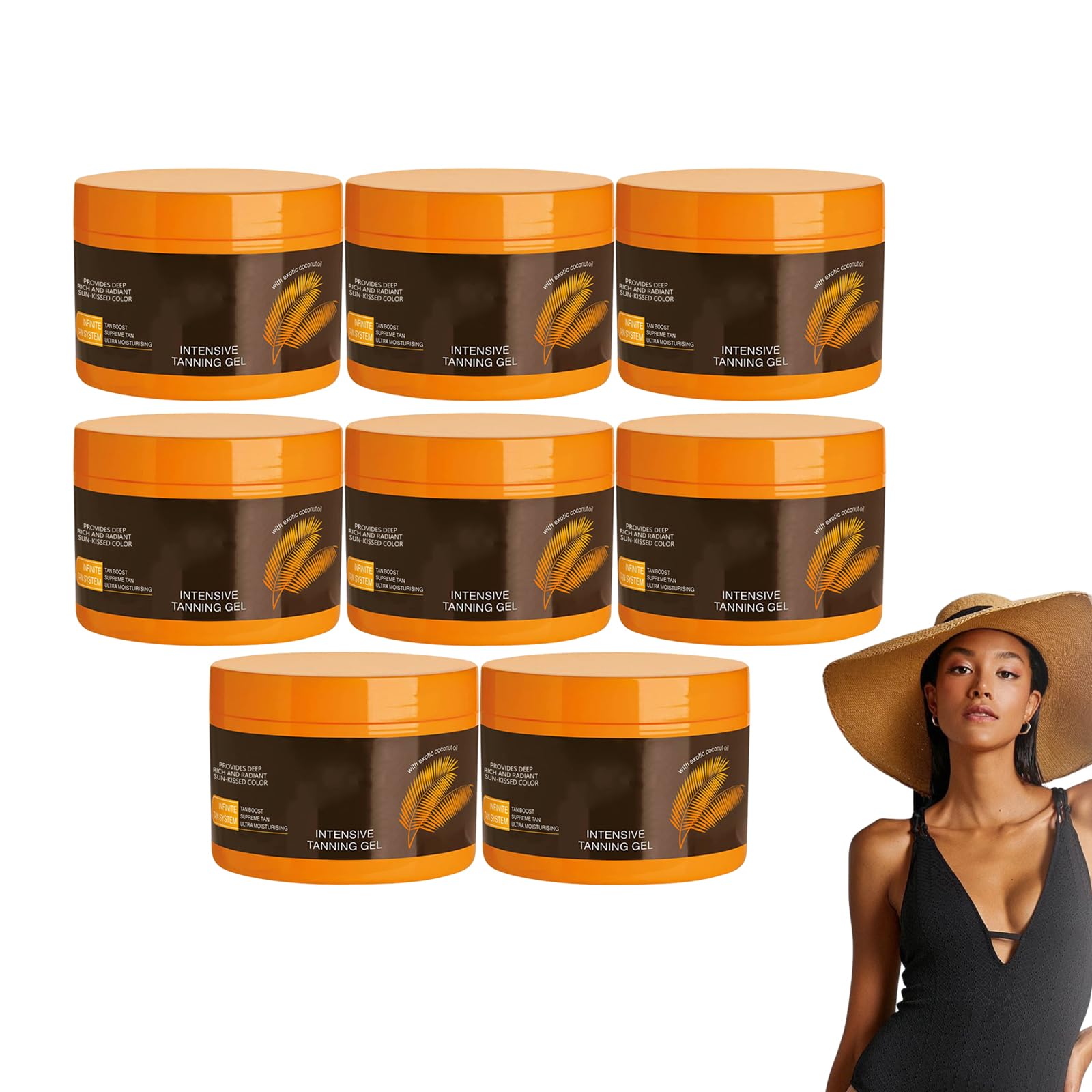 Gel abbronzante intensivo con olio di carota e cocco – Gel potenziatore dell'abbronzatura di lusso – Gel abbronzante naturale per prendere il sole all'aperto, formula resistente per (8 bottiglie)