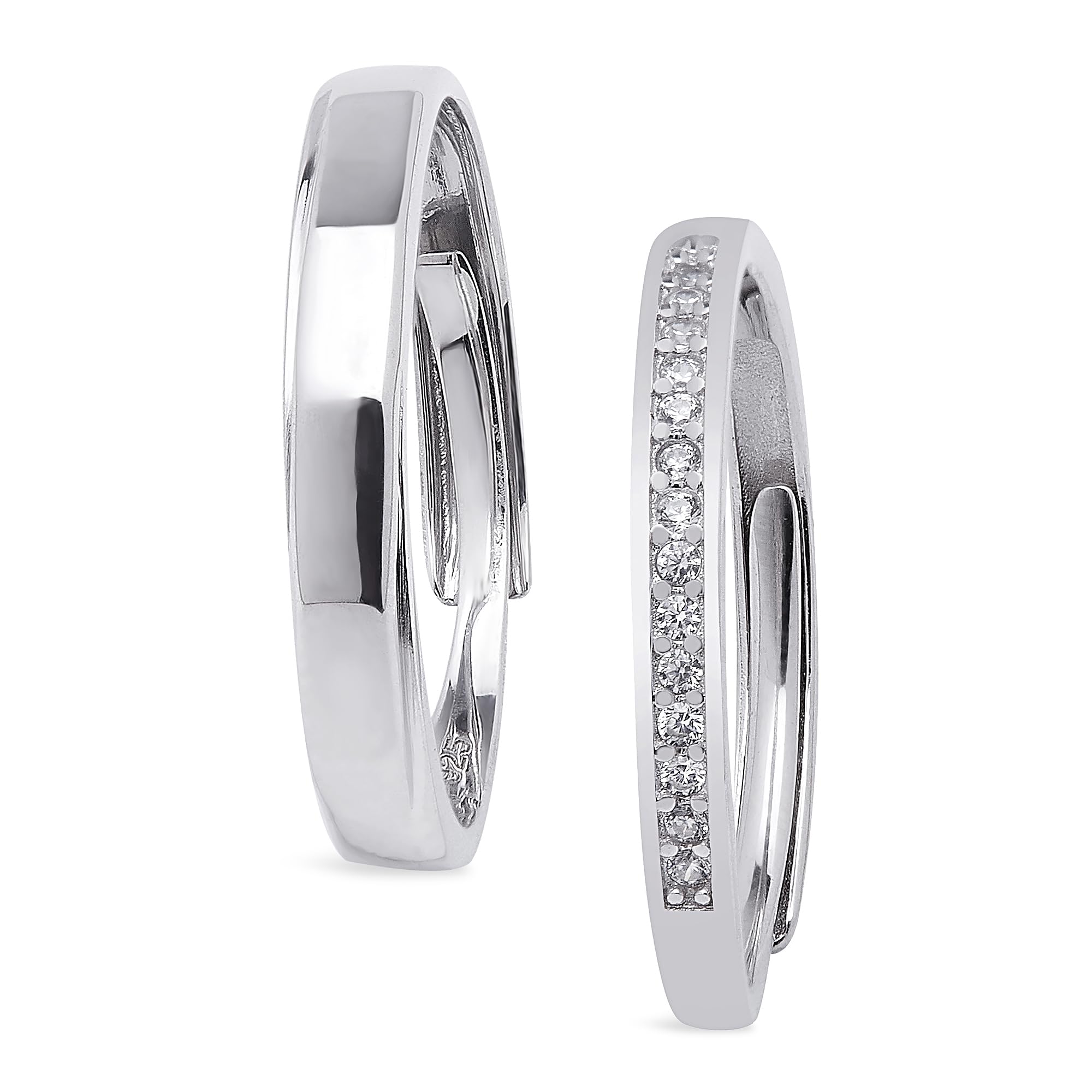 ZAVYA 925 Sterling Silver Cubic Zirconia CZ Rhodium Plated Couple Rings | Gift for Husband & Wife, Couples | With Certificate of Authenticity and 925 Hallmark (B0B1QMF2Y8) Amazon Price History, Amazon Price Tracker