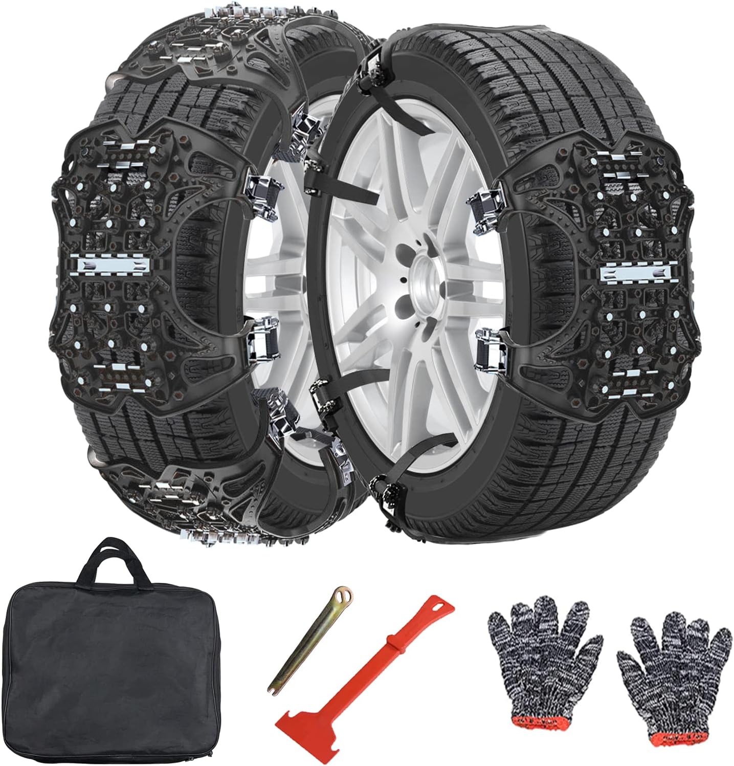 Barbella 6 Pack Upgraded Snow Chains for Car, Emergency