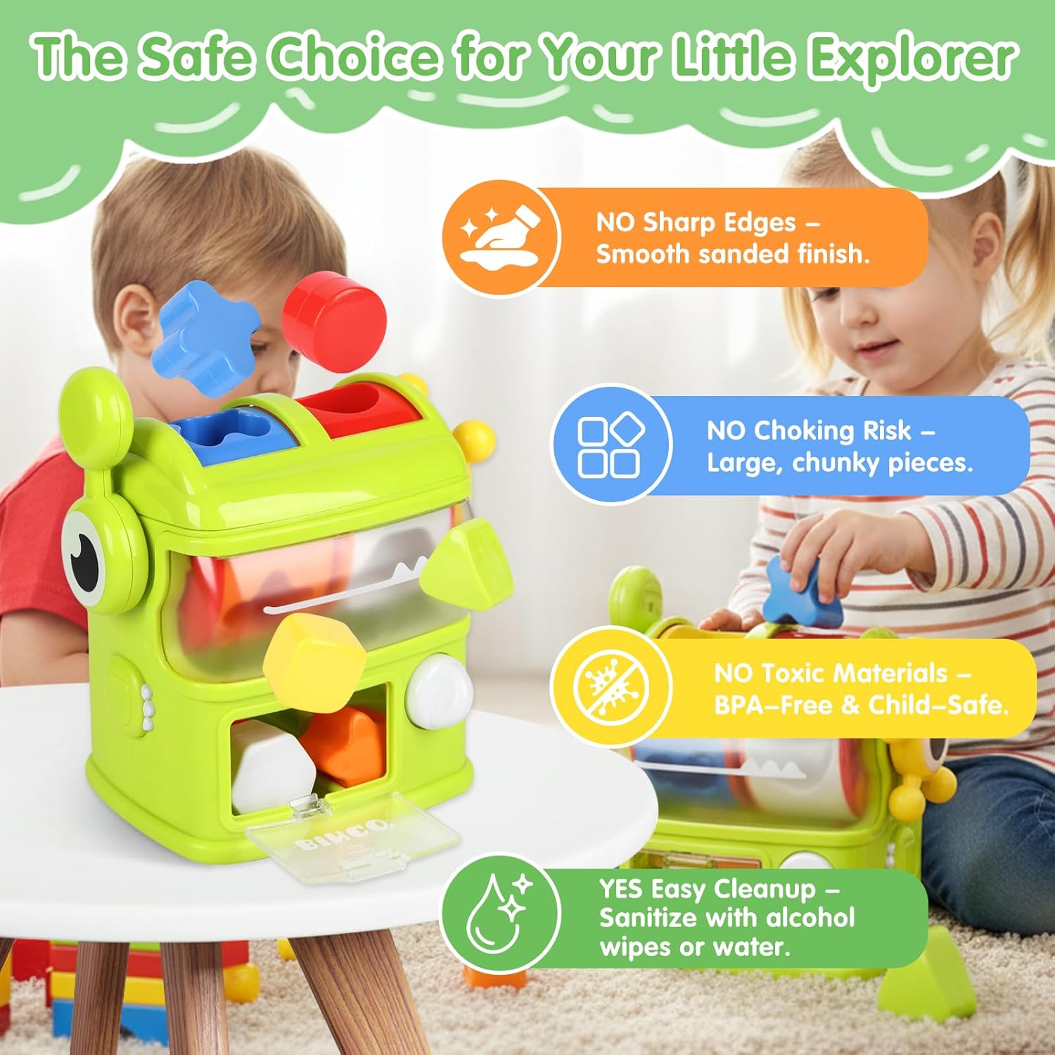 Montessori Baby Toys Eating The Shapes, Interactive Shape Sorter Toys for Toddlers, Fine Motor Skills Matching & Sorting Learning Toys for 1 2 3 Year Old Boys Girls