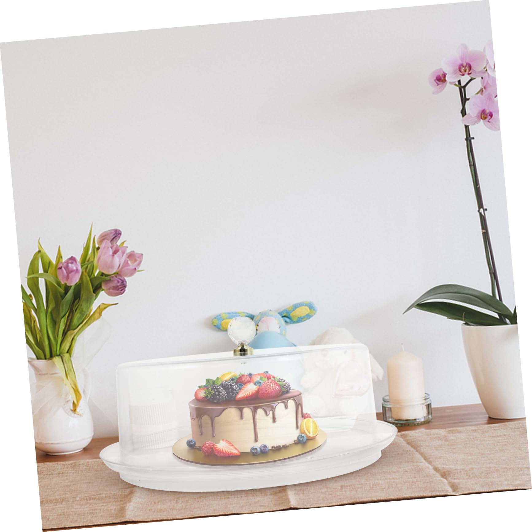 UPKOCH Cubierta De Acrílico para Alimentos Tapa Redonda para Pastel Tapa para Bandeja De Postres para Conservar Comida La Cocina Llevar Postres Eventos