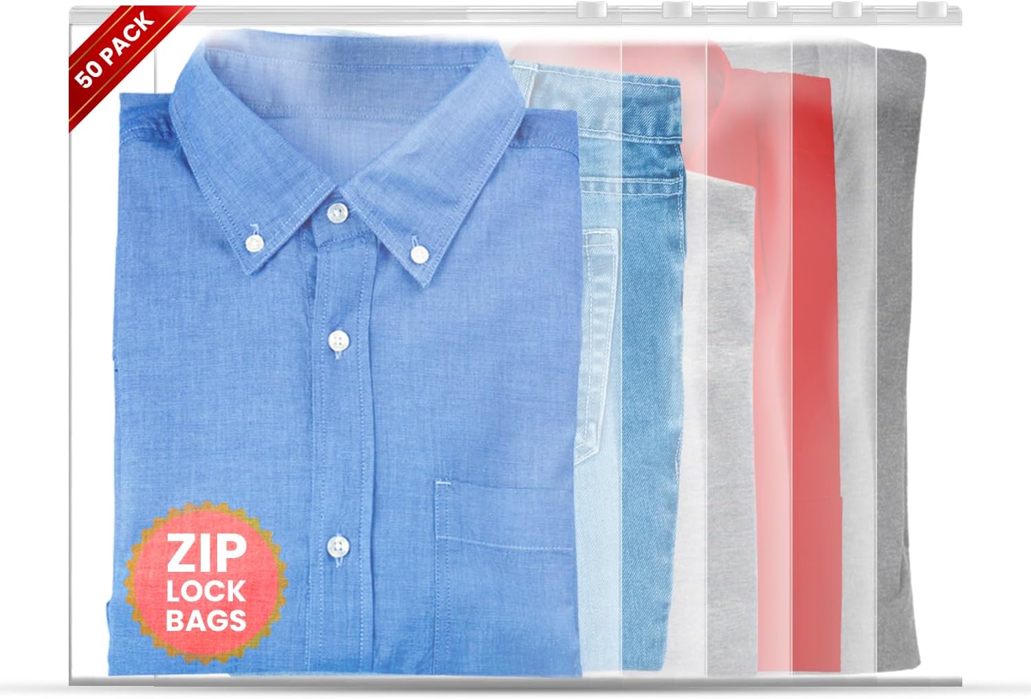 Store & Protect Zip Seal Clothes Bags, Pack of 10 Protects from Moths