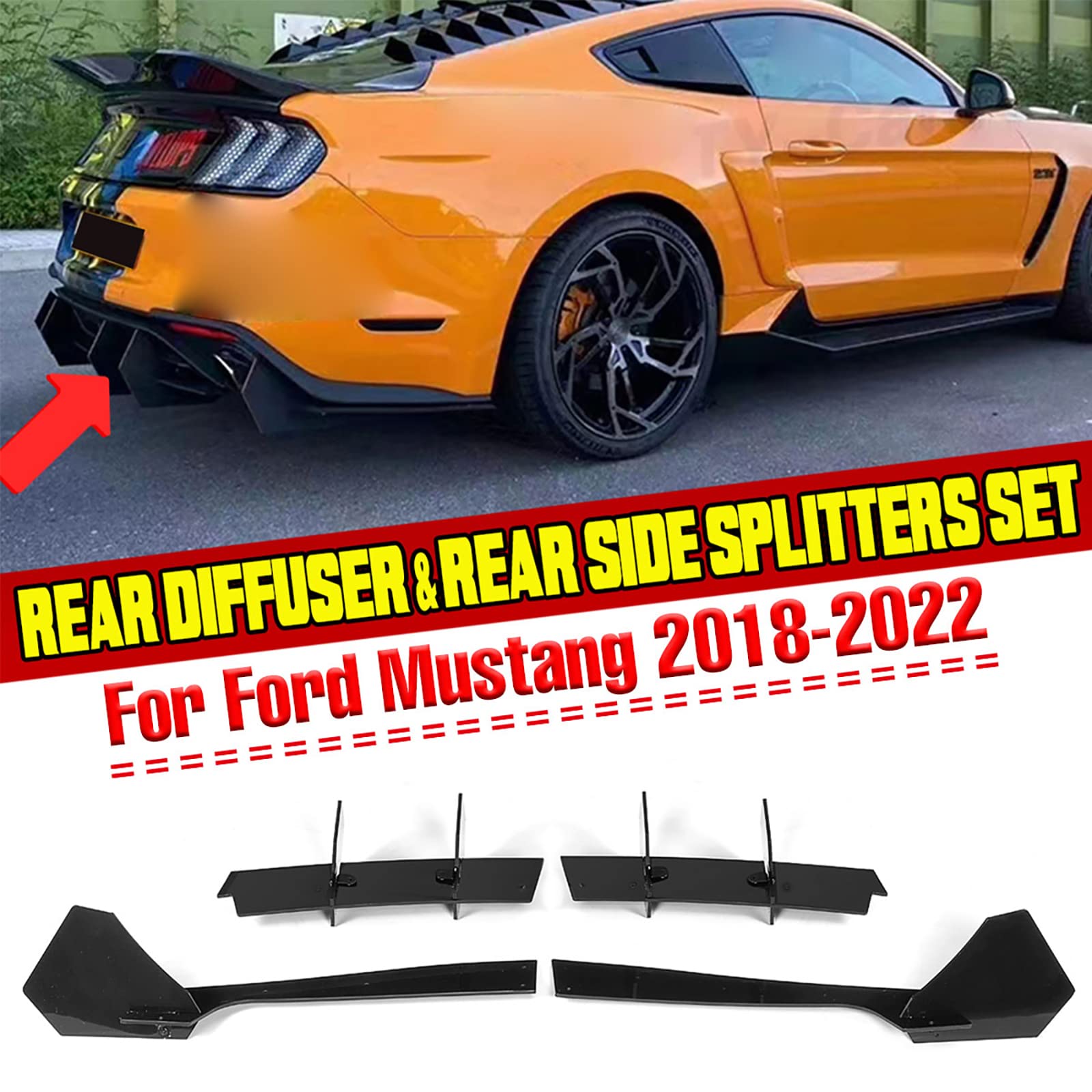 Compatible con Ford Mustang 2018-2021, Alerón de Parachoques Trasero, Difusor Divisor, Labio Difusor