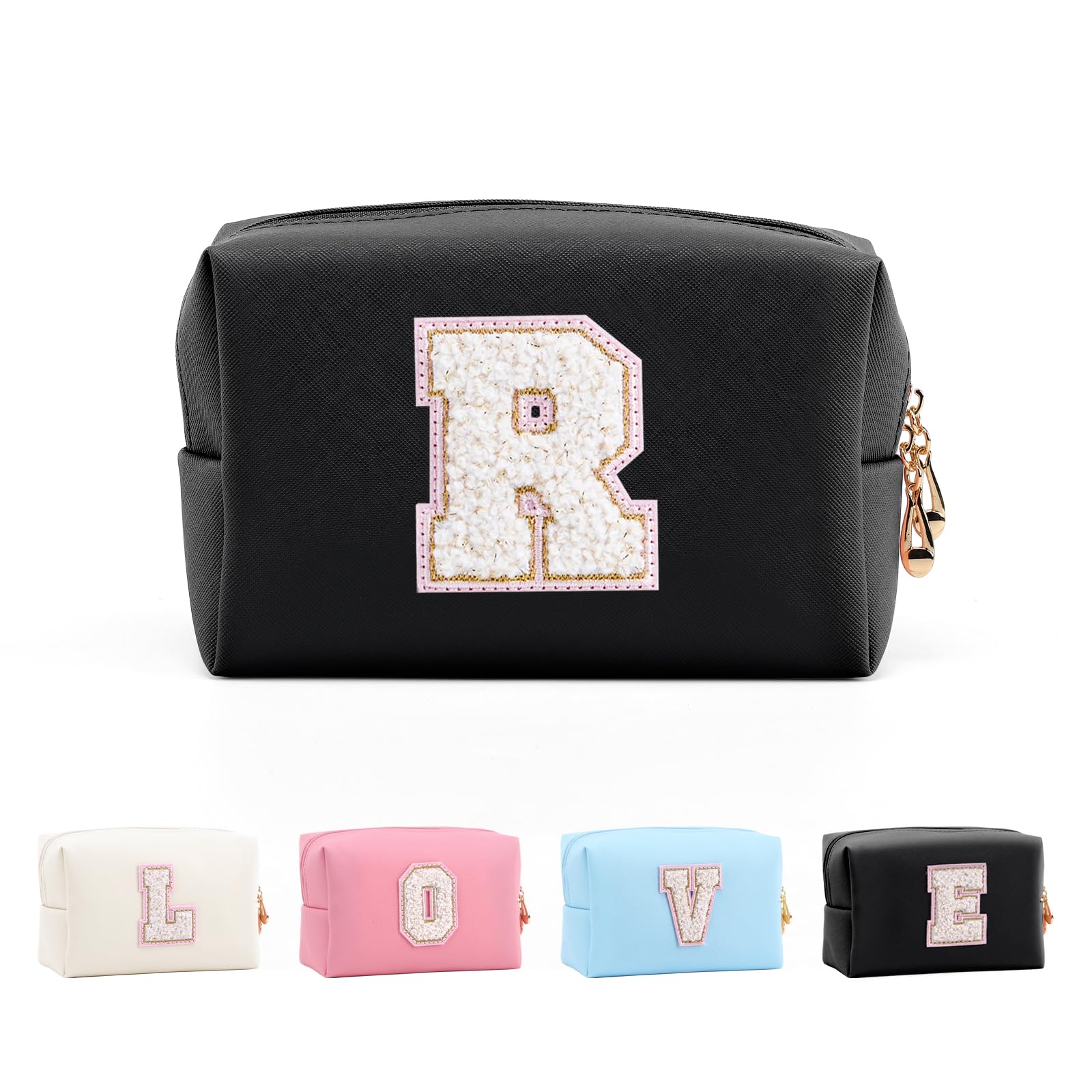Bolsa de Maquillaje, Bolsa de Cosméticos Impermeable de Viaje, PU Cuero, Neceser de Baño, Bolsa De Aseo Y Almacenamiento para Mujer,Cosas Preppy para niñas Adolescentes (Letra A-Z) — view 89