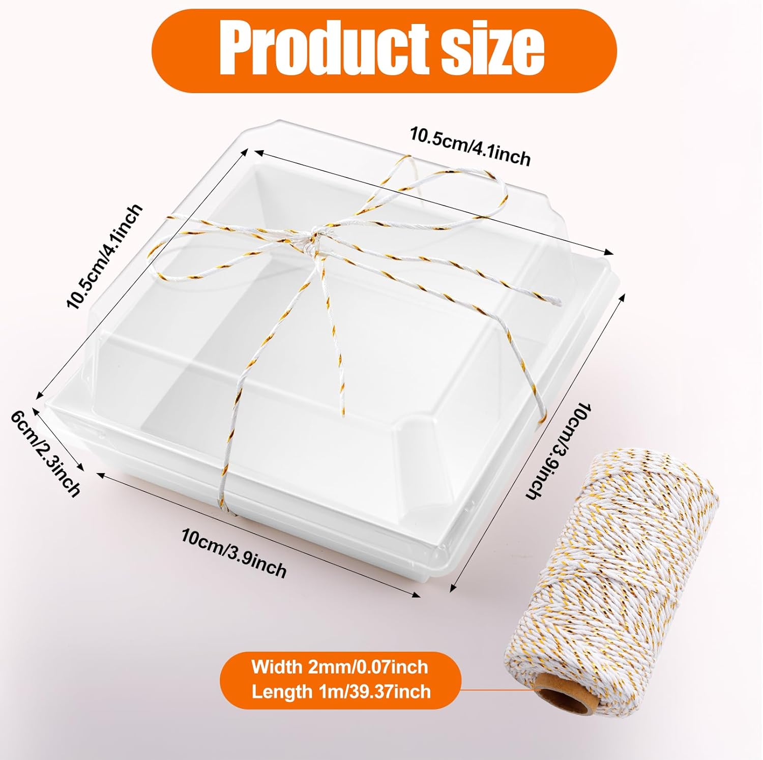 150 Pack Paper Charcuterie Boxes with Clear Lids, 4.7 Inch Disposable Food Containers, Small Square Dessert Boxes with Rope, Kraft Bakery Box for Sandwich, Cake Slice, Cookies, Dessert(White)