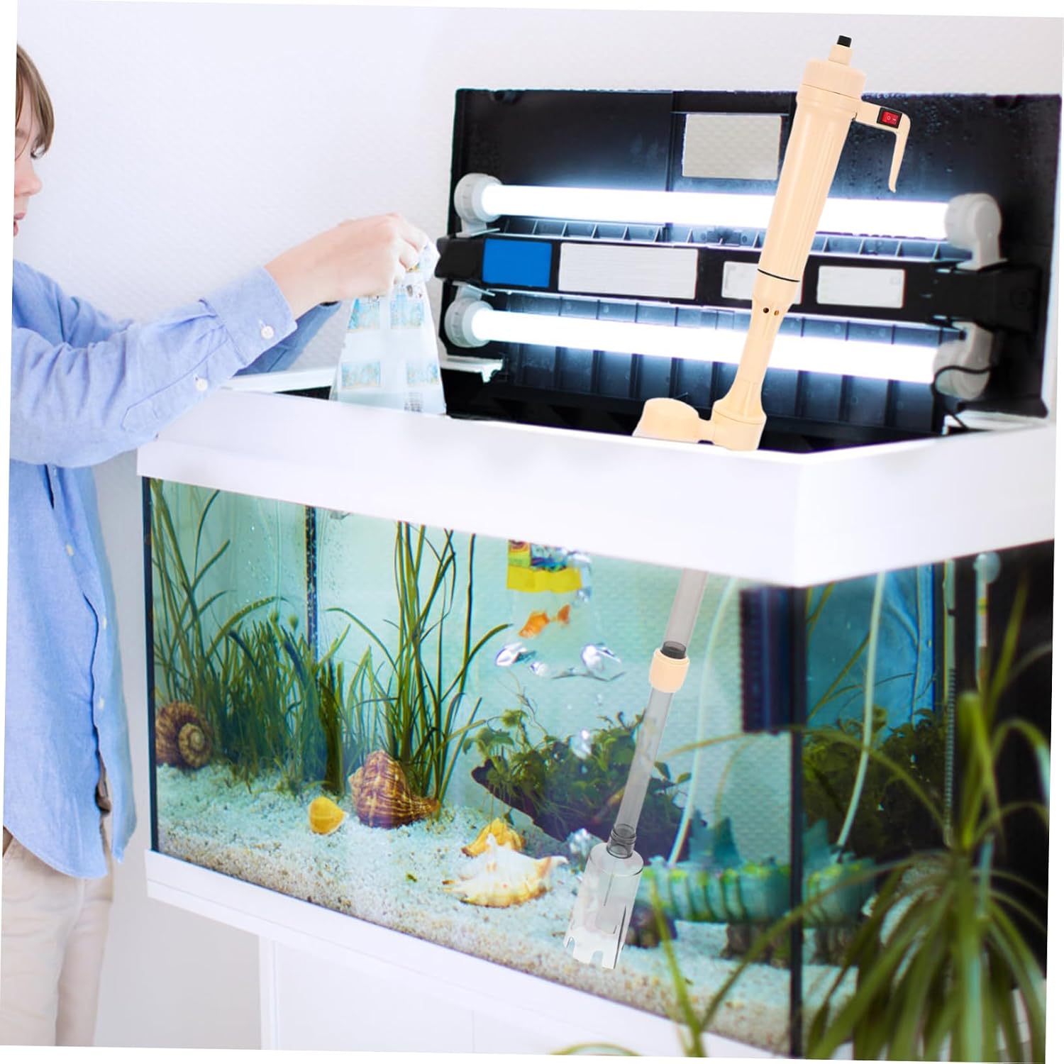 BESPORTBLE 1set Electric Aquarium Water Pump and Sand Cleaner Multifunctional Fish Tank Vacuum for Efficient Water Changes and Impurity Removal Compatible Various Tank