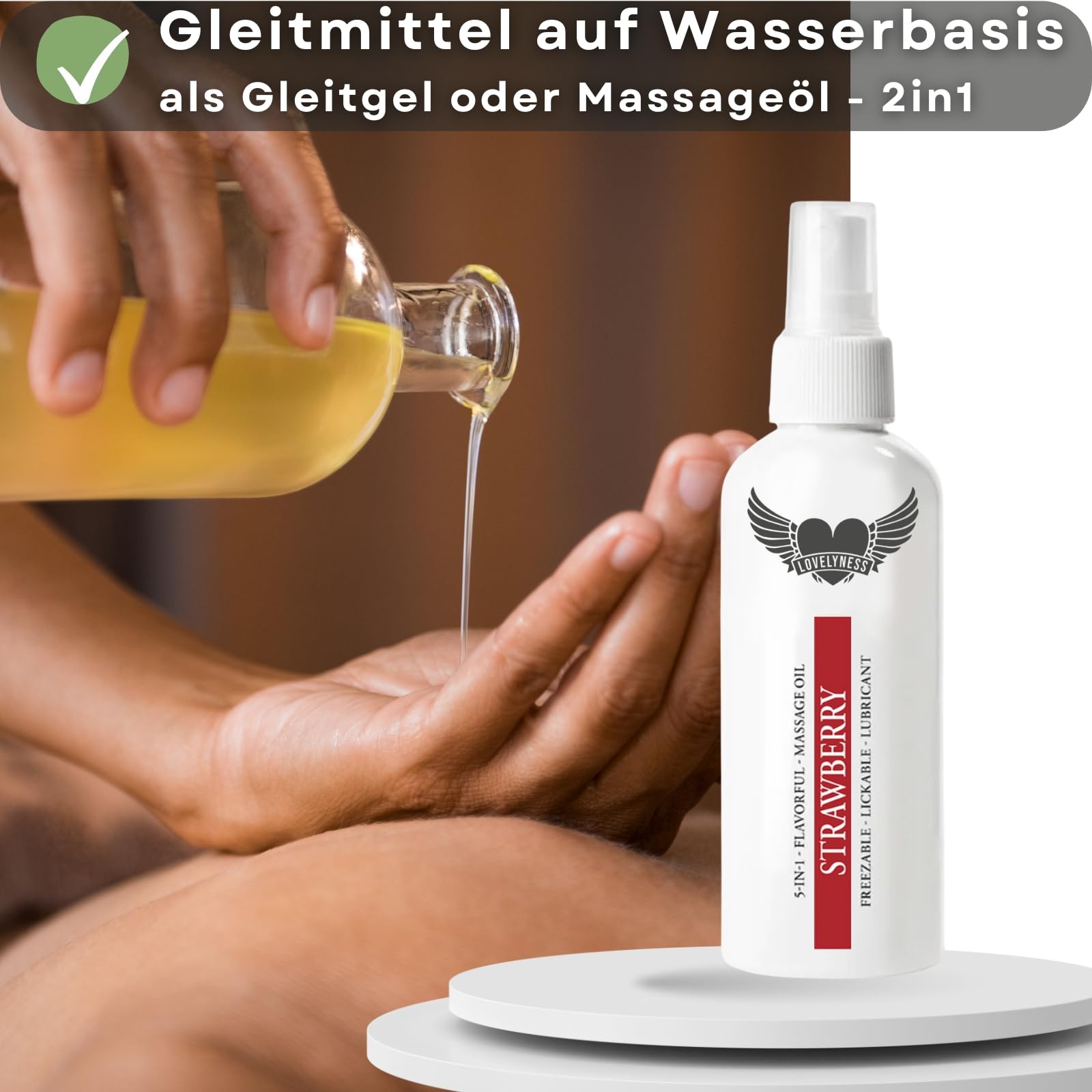 Lovelyness - Gleitgel und Massagel 2in1 mit Geschmack Erdbeere 50ml  Gleitmittel auf Wasserbasis fr Gefhlsechtes empfinden : Amazon.de:  Drogerie & Krperpflege
