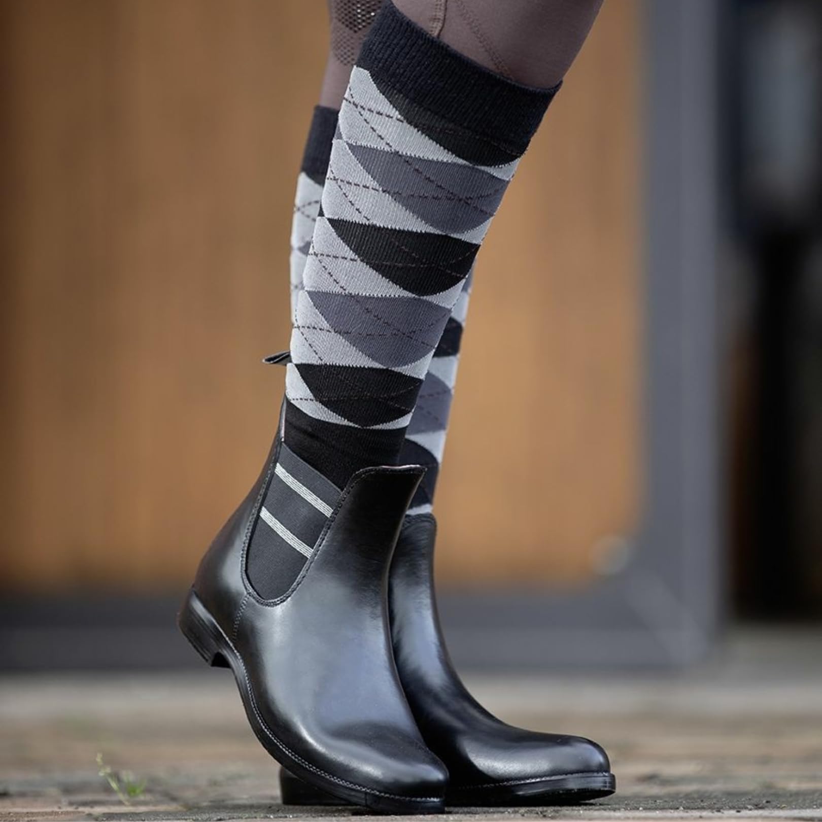 HKM - Jodhpurgummistiefel Style Lurex | Gummistiefeletten für Damen, Herren & Kinder | Regenstiefeletten mit Elastikeinsatz | wasserdichte Jodhpur-Stiefelette in Schwarz | Größe 30-45