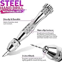 Vista 4 de LEOBRO Hand Drill, 222 PCS Pin Vise Hand Drill with Drill Bits(0.8 mm-3 mm), Needle Nose Pliers, Keychain Making Kit, Jewelry Making Supplies, Hand