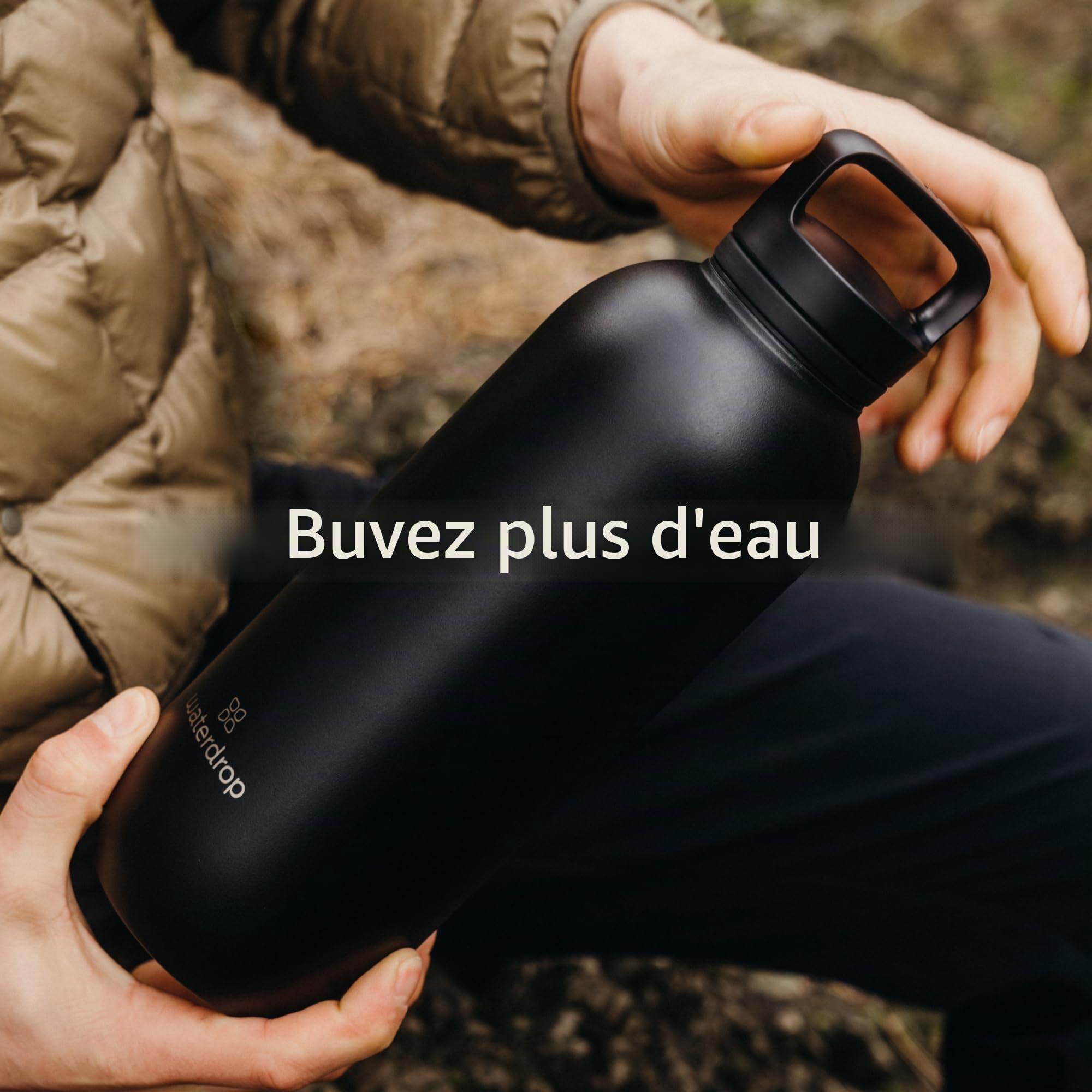 waterdrop® Gourde Thermo 1.4l gourde isotherme en inox, 24h froid - 12h chaud, anti-fuite & résistante, thermo pour le café