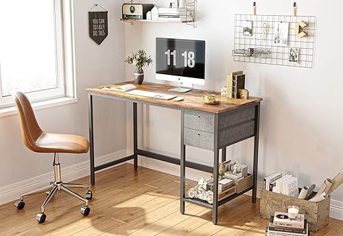 BANTI Escritorio de computadora para oficina en casa con cajones, escritorio pequeño de 47 pulgadas, mesa de estudio, escritorio moderno y simple