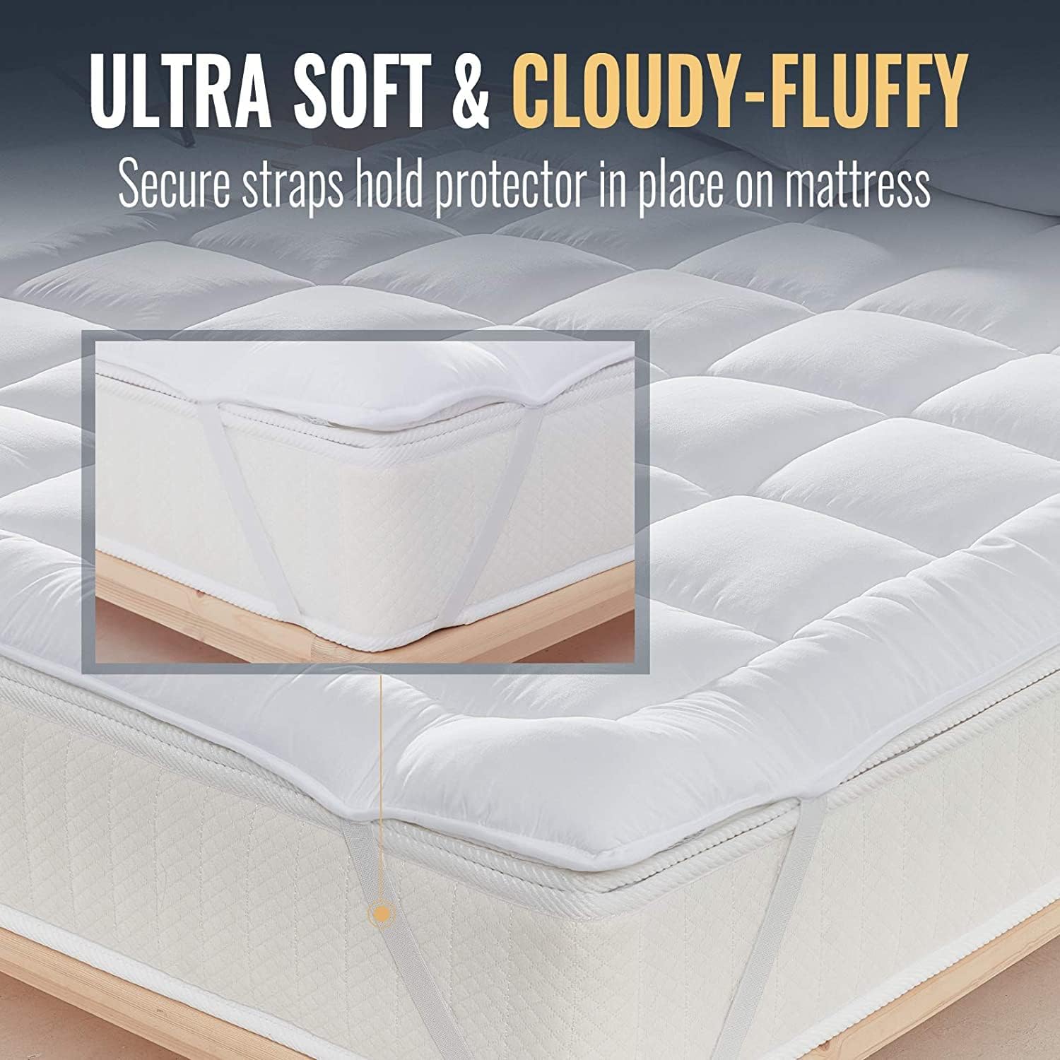 1000 GSM Mattress Topper Queen Size,Mattress Pad (8-22" Depth) Fits, Microfiber Pad Cover, Mattress Pads, Extra Thick Cooling Queen Size Bed Mattress Topper 60"x80" Inches White