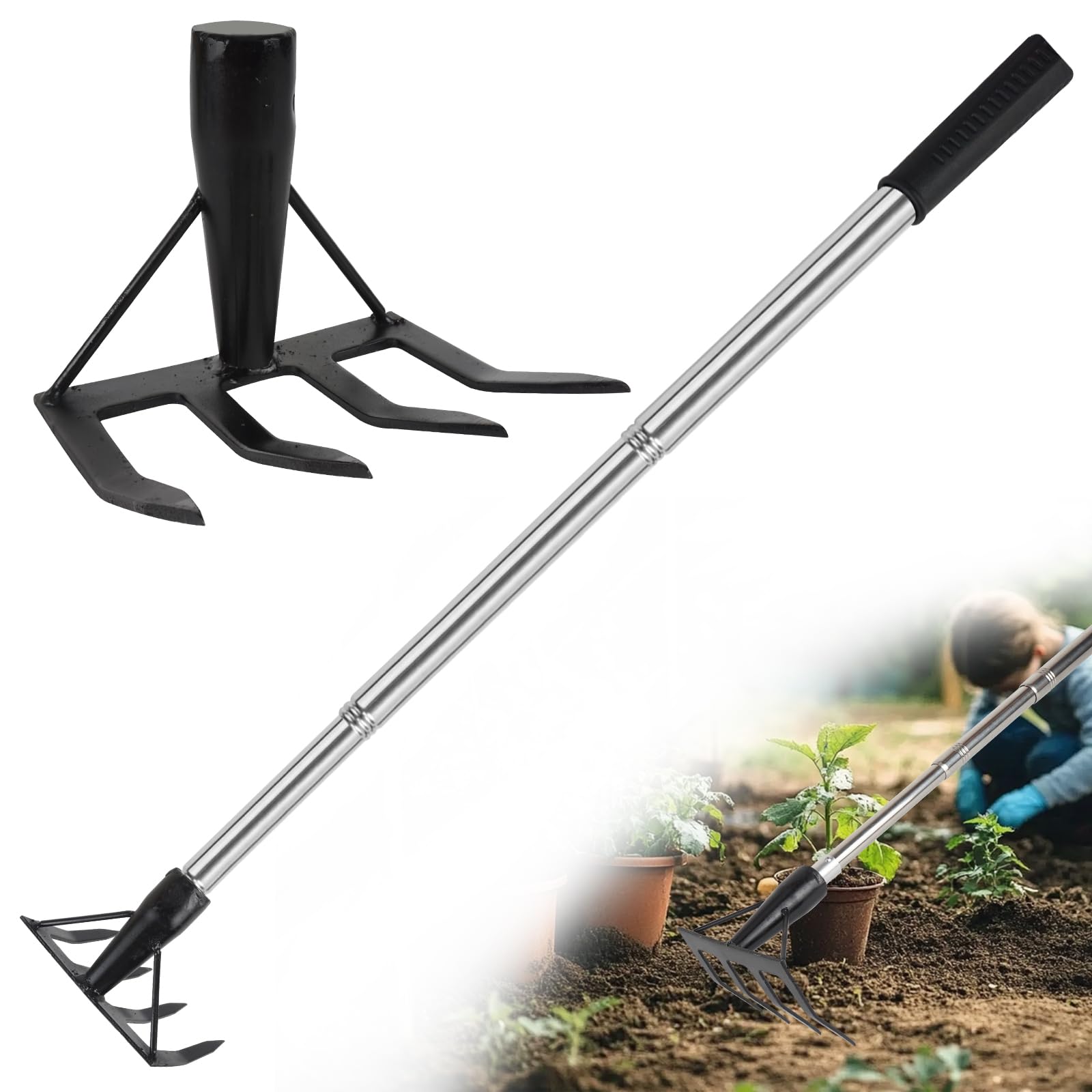 Photo 1 of ROLKAR Hand Garden Rake with Long Handle