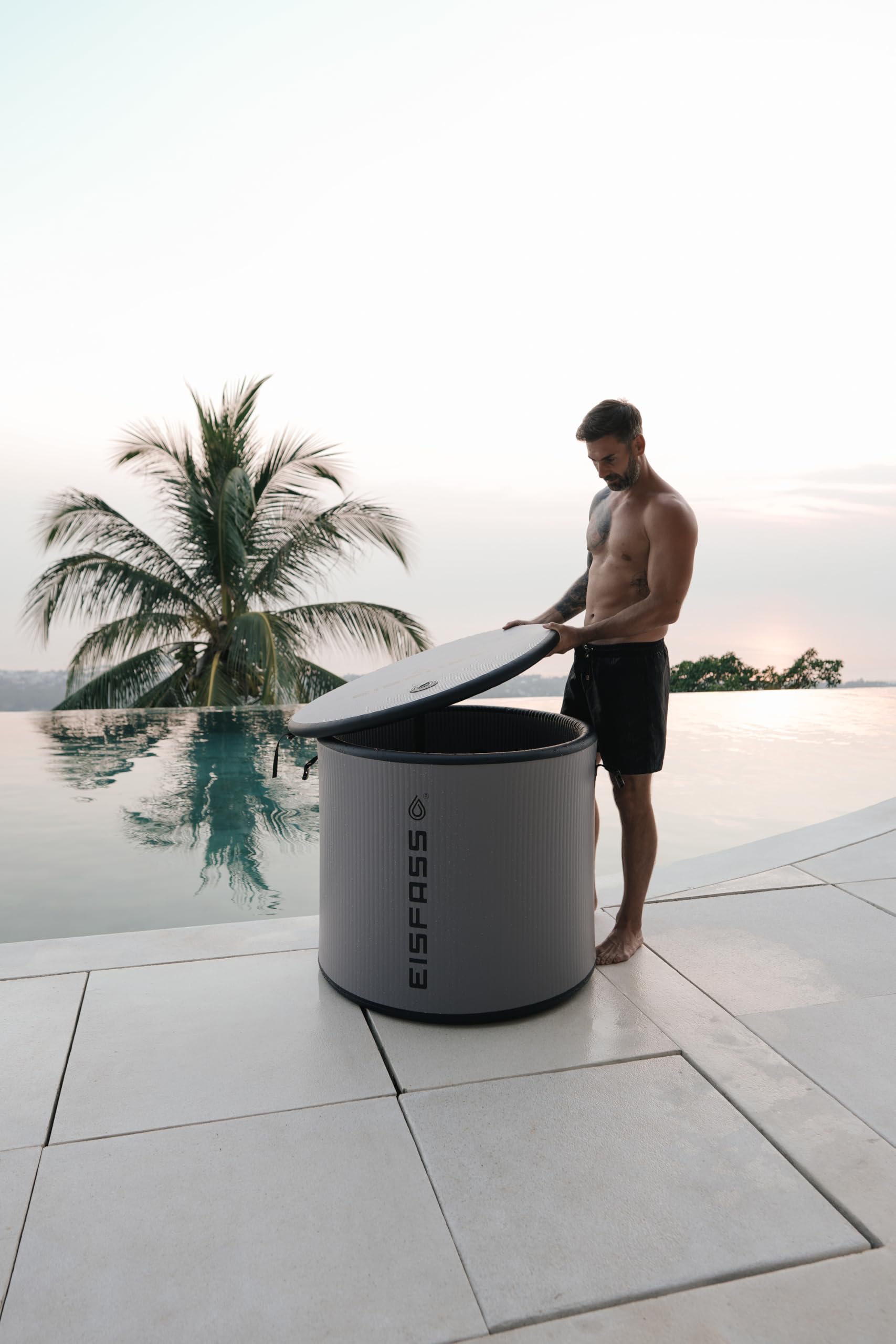 Air mini grau extra Isolierung (90 cm Ø x 75 cm ⇡) Eistonne zum Eisbad ca. 350 Liter Eistonne Kältetherapie Regeneration nach dem Sport Eisbaden