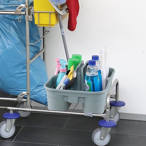 Miniatura 5 de Paquete de 6 organizadores de almacenamiento de limpieza de plástico, organizador de suministros de limpieza, gris