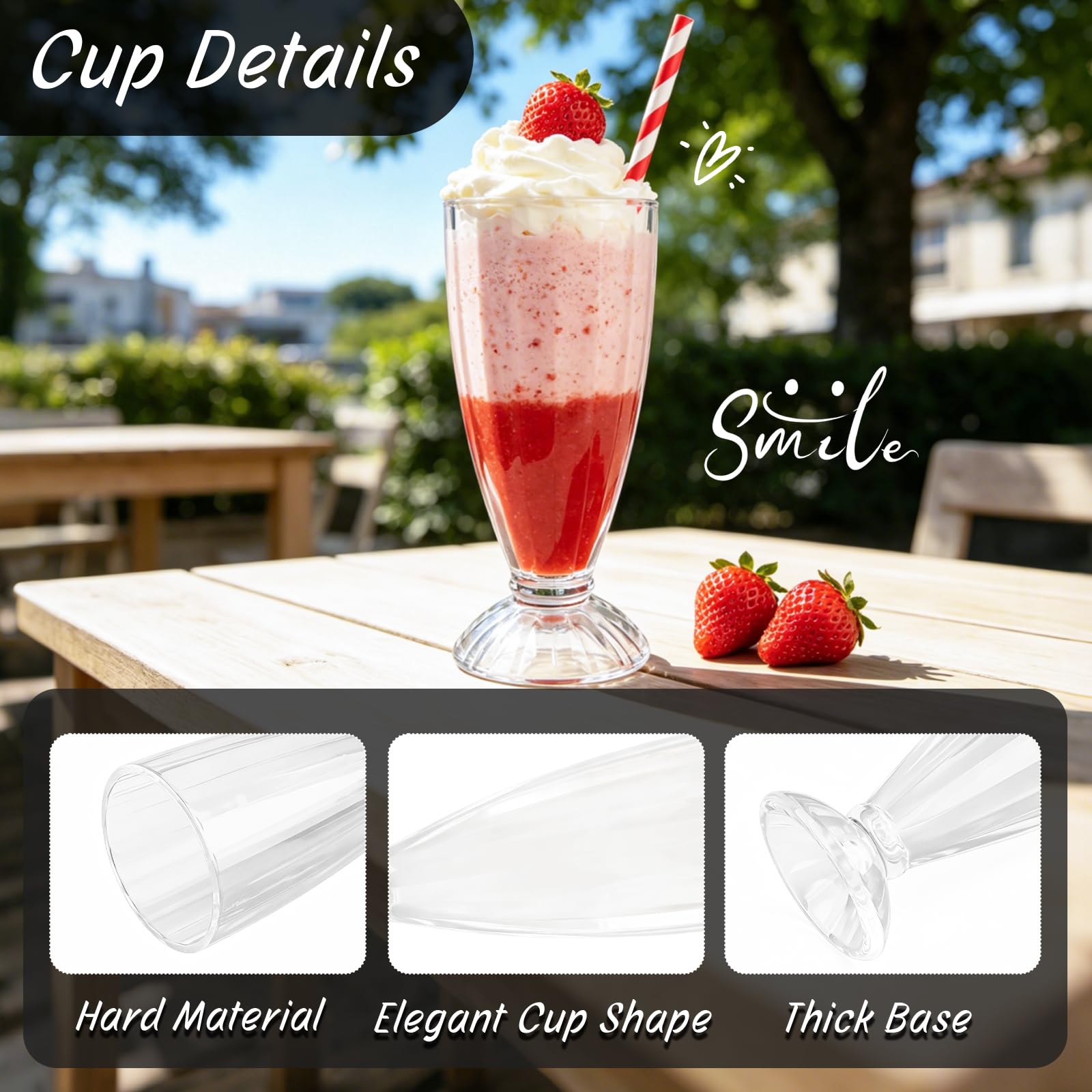 Set di 4 Bicchieri da Dessert in Vetro Gelato, 350 ml, Tazza Vetro Trasparente,Coppette Adatto per Gelati, Frappè, Dessert, Granite e Macedonie di Frutta (350ML)