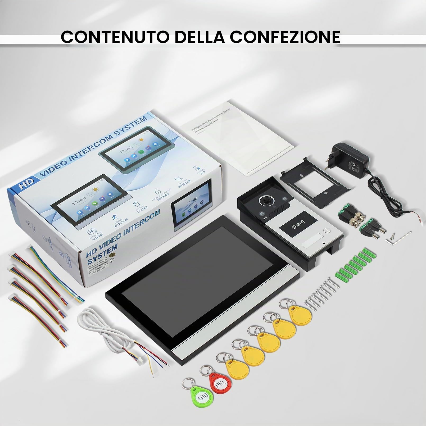 Tuya Videocitofono con WLAN, Videocitofono 1080p con Telecamera, 4 Fili, Sblocco tramite App/Carta, Rilevamento del Movimento, Registrazione e Riproduzione (25 cm)