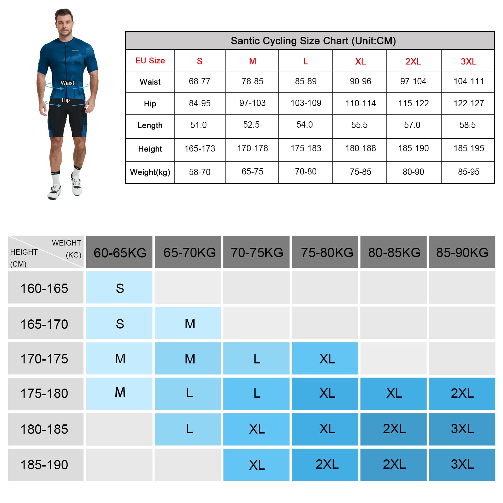 Santic Pantalones Cortos Ciclismo Acolchada Pantalones Bicicleta