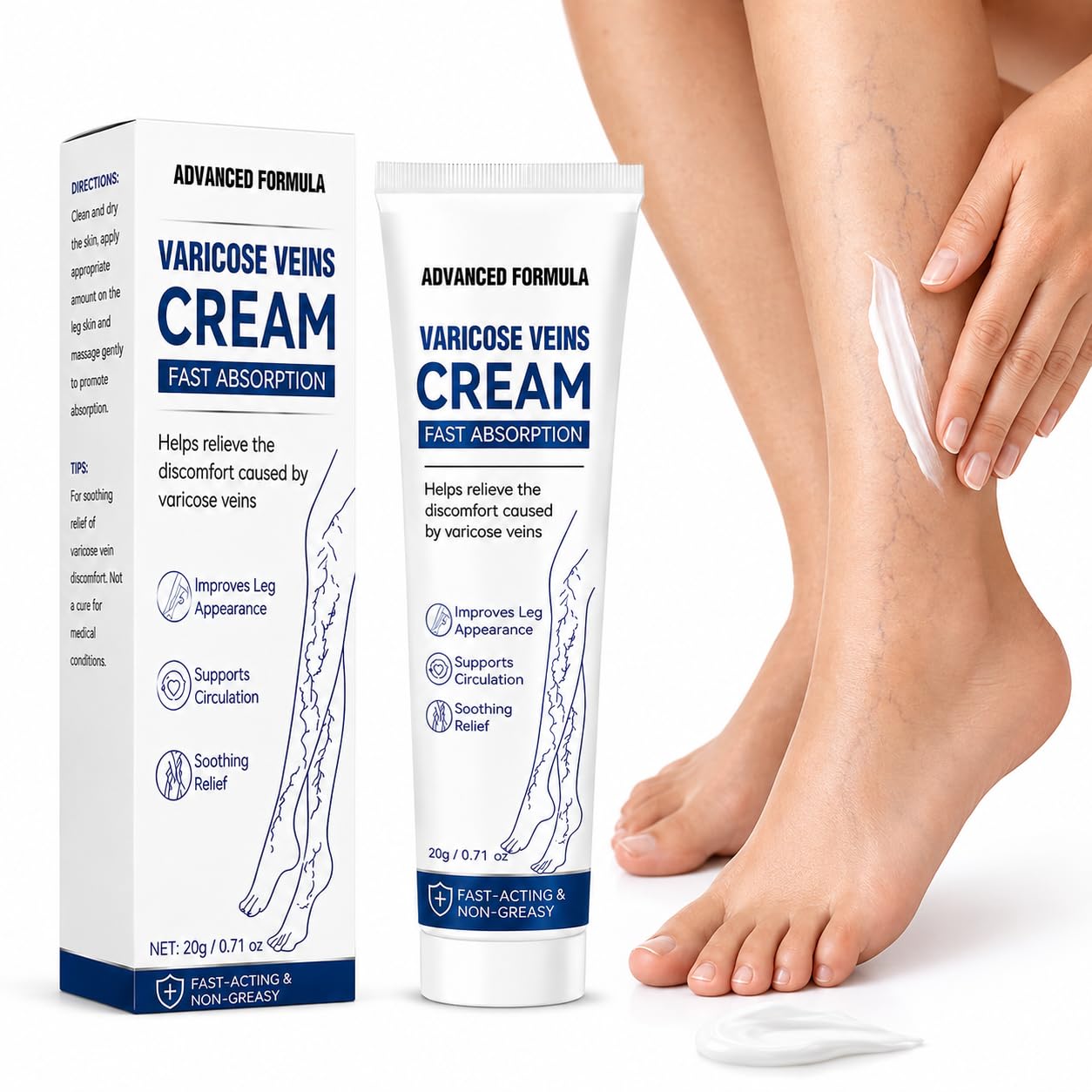 Varicose Veins Treatment for Legs, Varicose Veins Cream for Spider Veins | Relaxing Leg Cream Formula to Improve Circulation,Soothe Tired Legs & Reduce Heaviness 20g