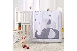 Wowelife Gray Elephant Crib Bedding Set for Boys