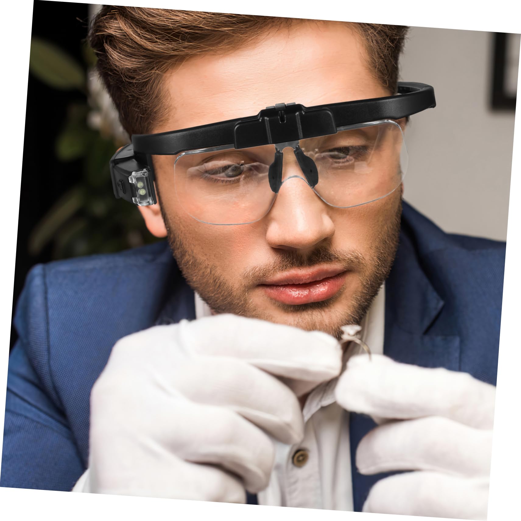 Occhiali con LED Ingrandimento Ricaricabili, Design Ergonomico e Visione Chiara, Mani Libere per Lettura, Ricamo e Riparazioni con Cavo USB