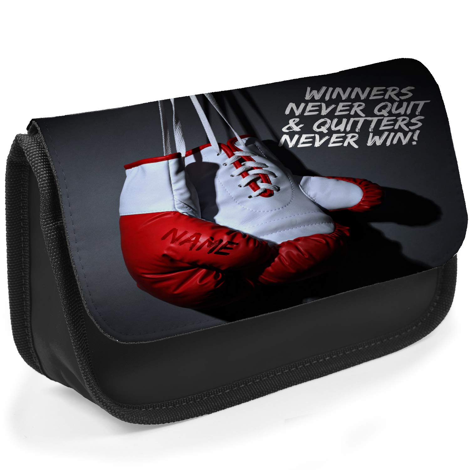 KRAFTYGIFTS Personalised School Pencil Case Boxing Boxer Stationary Bag Boys JS01 (Black)