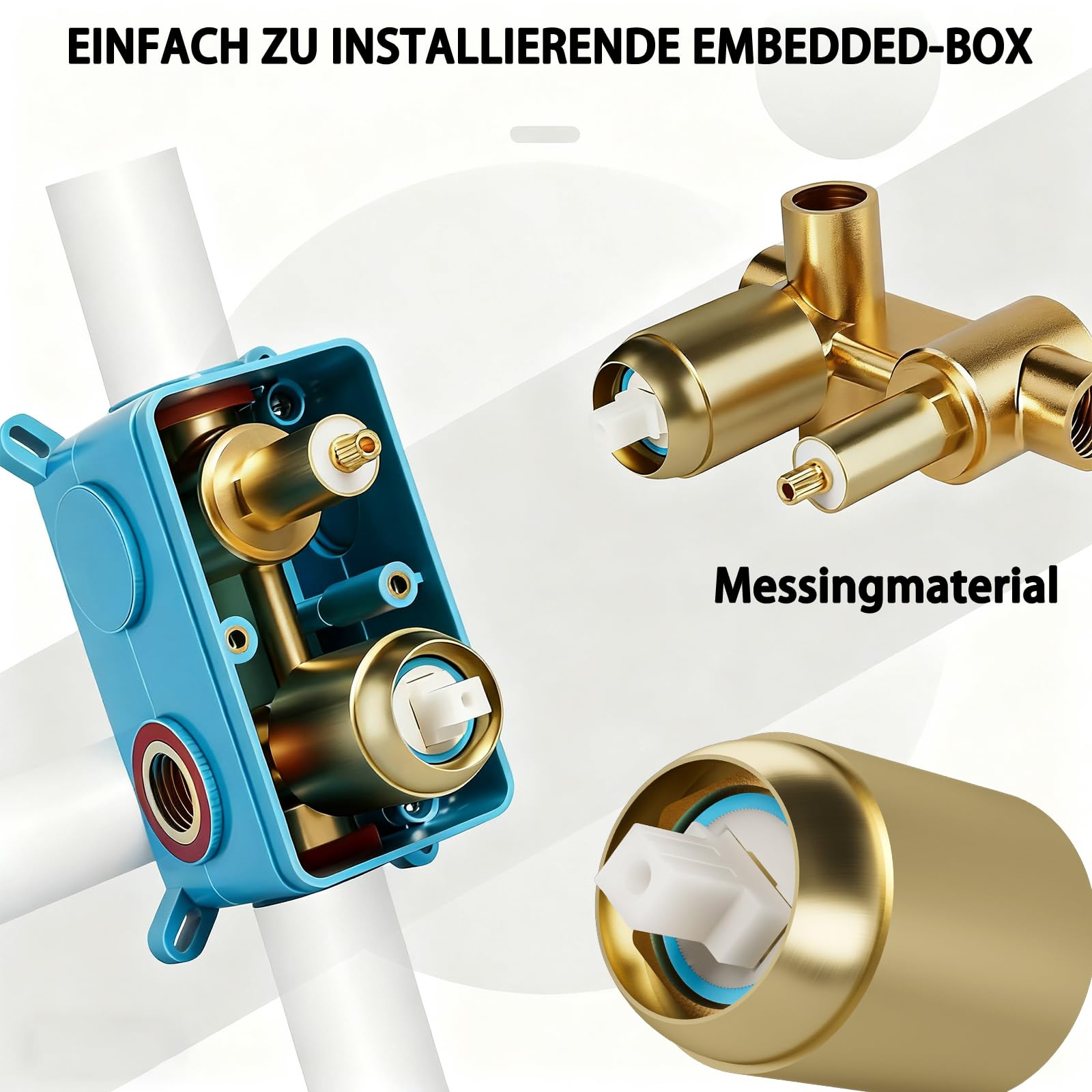 Duschsystem Unterputz Gold Gebürste, Unterputz Duscharmatur Set Messing