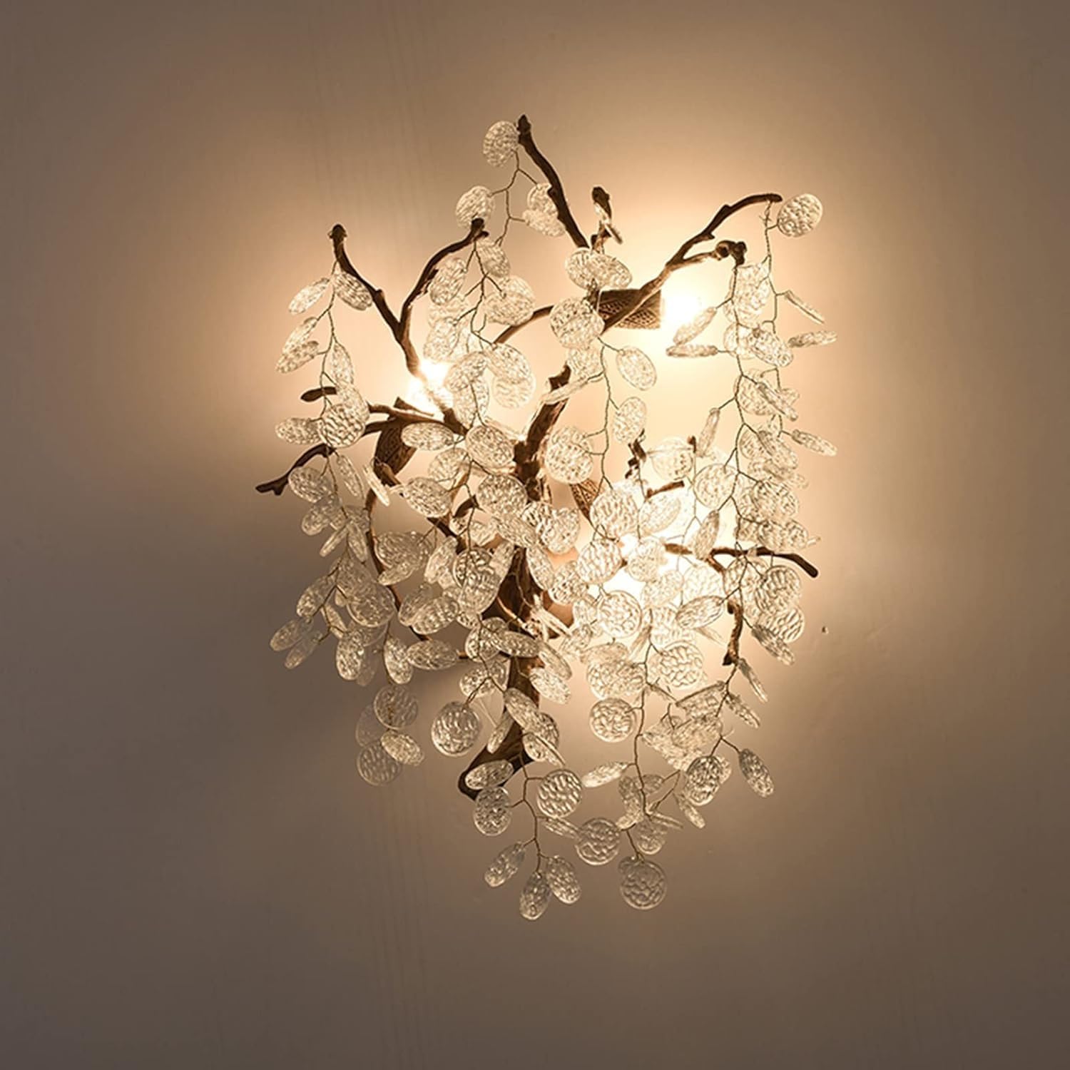 Cwcqgh Light Wall Sconces Retro Crystal Lamp Postmodern Luxury All Copper Glass Background Compatible With Bedroom