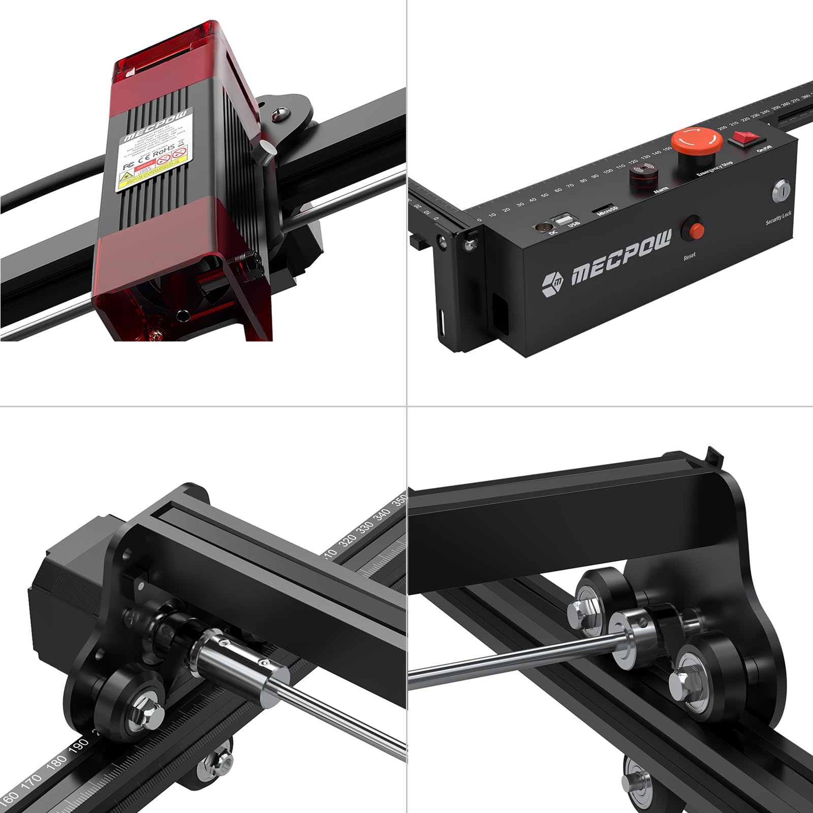 X3 Grabador Laser, 5W CNC Cortadora Laser para Madera y Metal,Grabadora Láser 10000mm/min con Parada de Emergencia, Detección de Llama y Giroscopio, 410 x 400mm