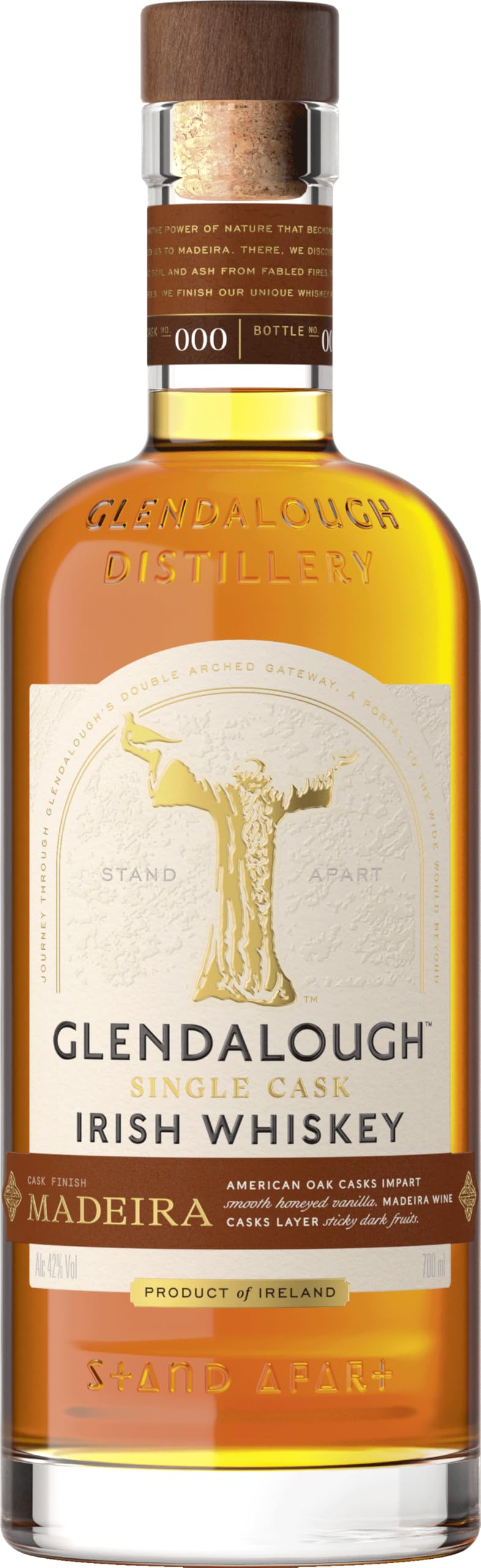 Glendalough Single Cask Irish Whiskey – Madeira Finish, 42 Prozent Volumen – Whiskey aus Irland (1 x 0,7 l)