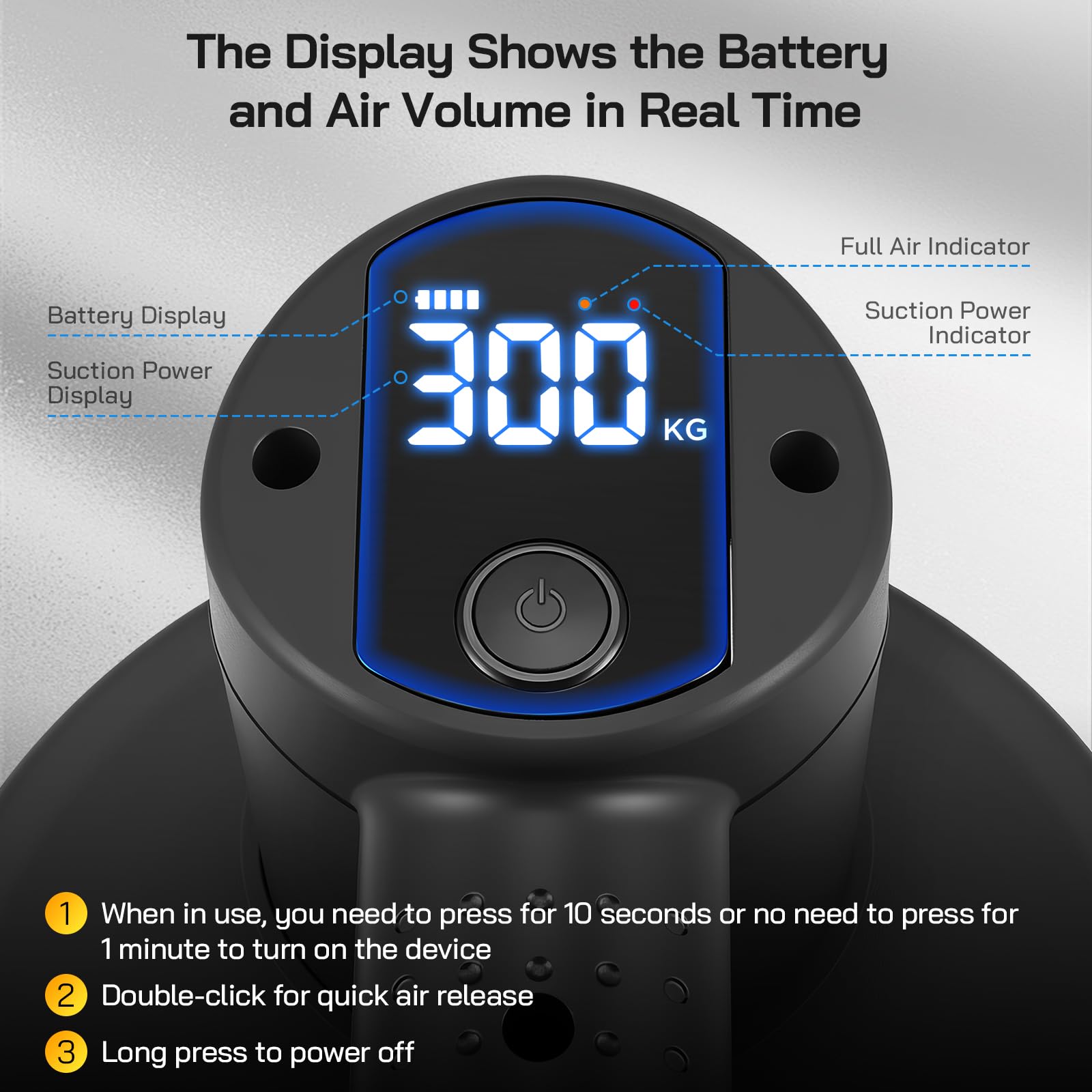 Ventose per Piastrelle, Ventosa a Batteria, Ventose per Piastrelle, Vetro, Marmo con Display LCD, 2 Motori da 4500 mAh, 300kg Potenza di Aspirazione, Maglione Sudorato per Superfici Ruvide (Blu)