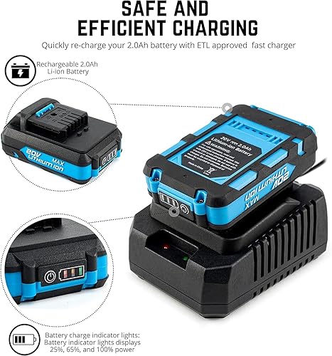 Miniatura 11 de NEIKO Amoladora angular inalámbrica 10881A, amoladora de 4 1/2 pulgadas con velocidad variable, batería recargable de iones de litio de 20 V 4.0 A