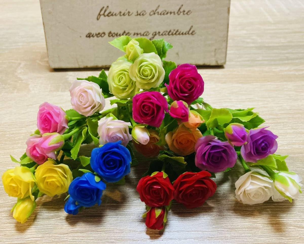 Amazon.co.jp: ＊10本セット＊ハンドメイド＊薔薇バラ＊ミニ花＊樹脂 