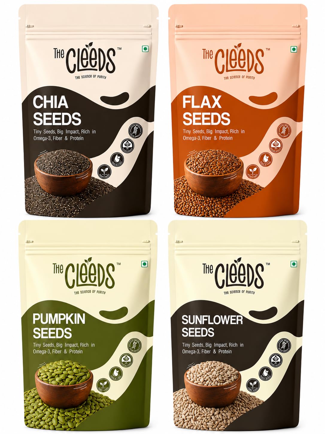 The Cleeds Edible Seeds Combo 400 g | Chia Seeds + Flax Seeds | Superfood Seeds for Healthy Eating | Rich in Protein & Fiber (200 g Each) (Pack of 2) — Amazon image 7