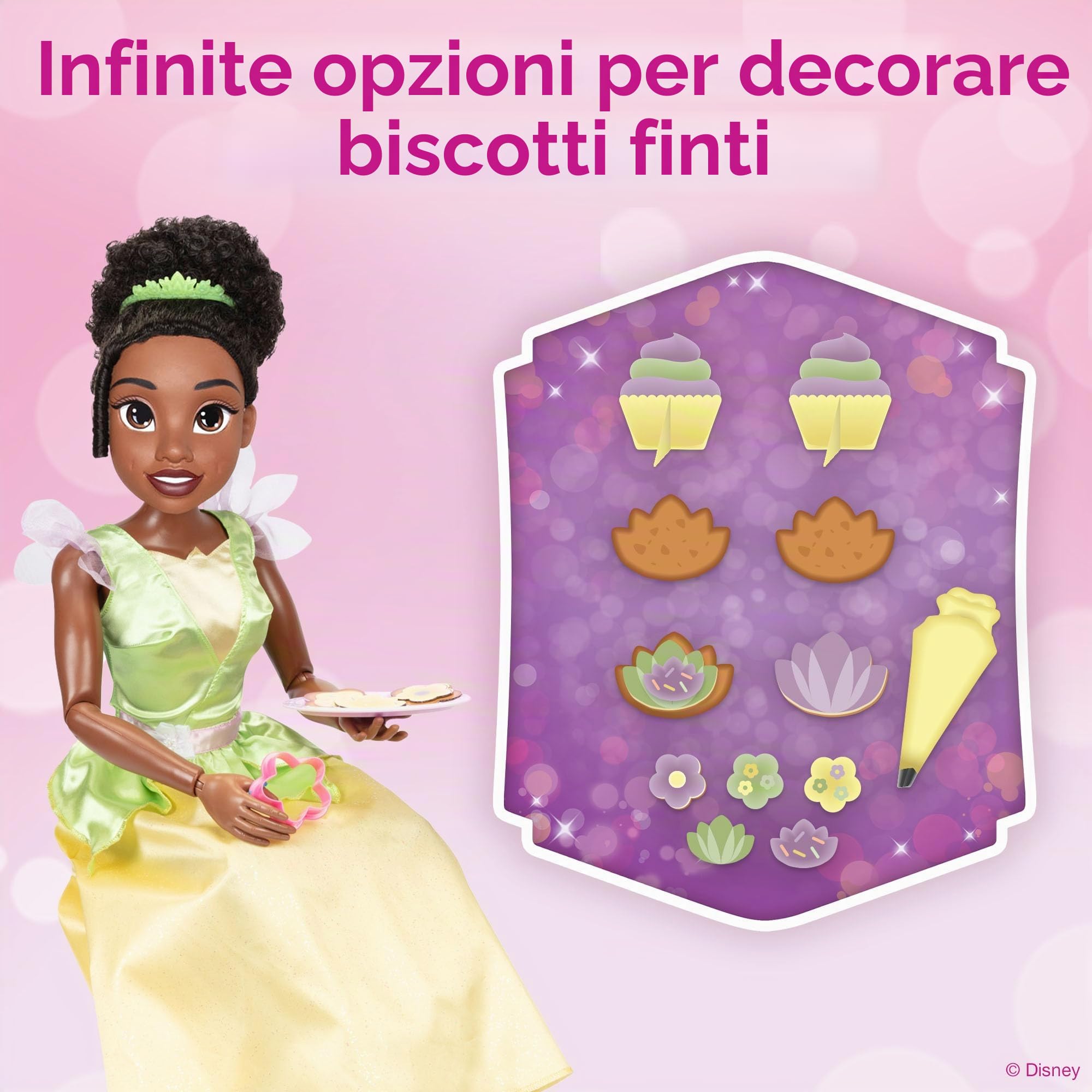 Disney Princess bambola Playdate alta 80 cm di Tiana articolata con accessori. La tua nuova amica alta come te, con cui vivere splendide avventure! Dai 3 anni in su.